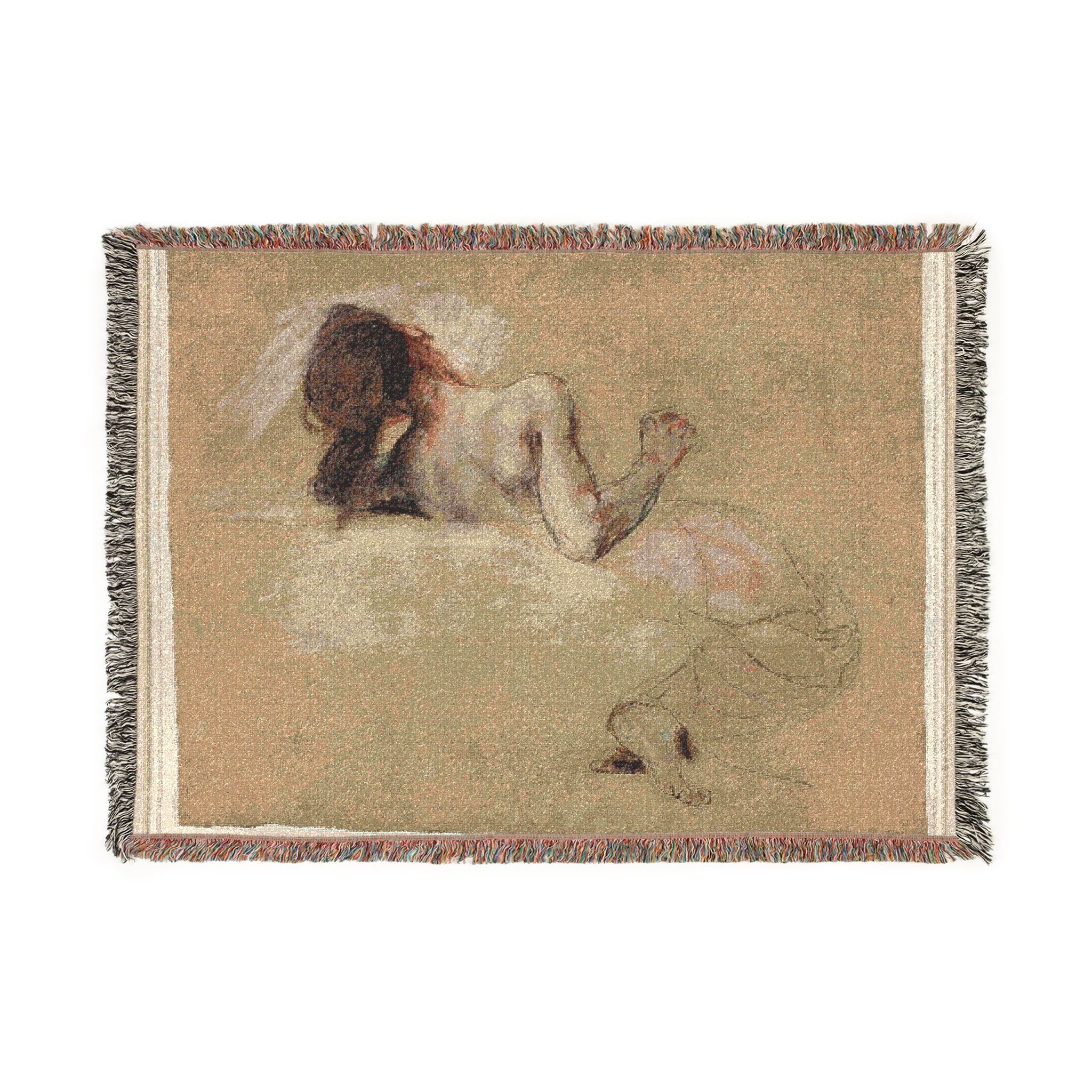 Eugène Delacroix - Crouching Woman | Woven Tapestry Blanket