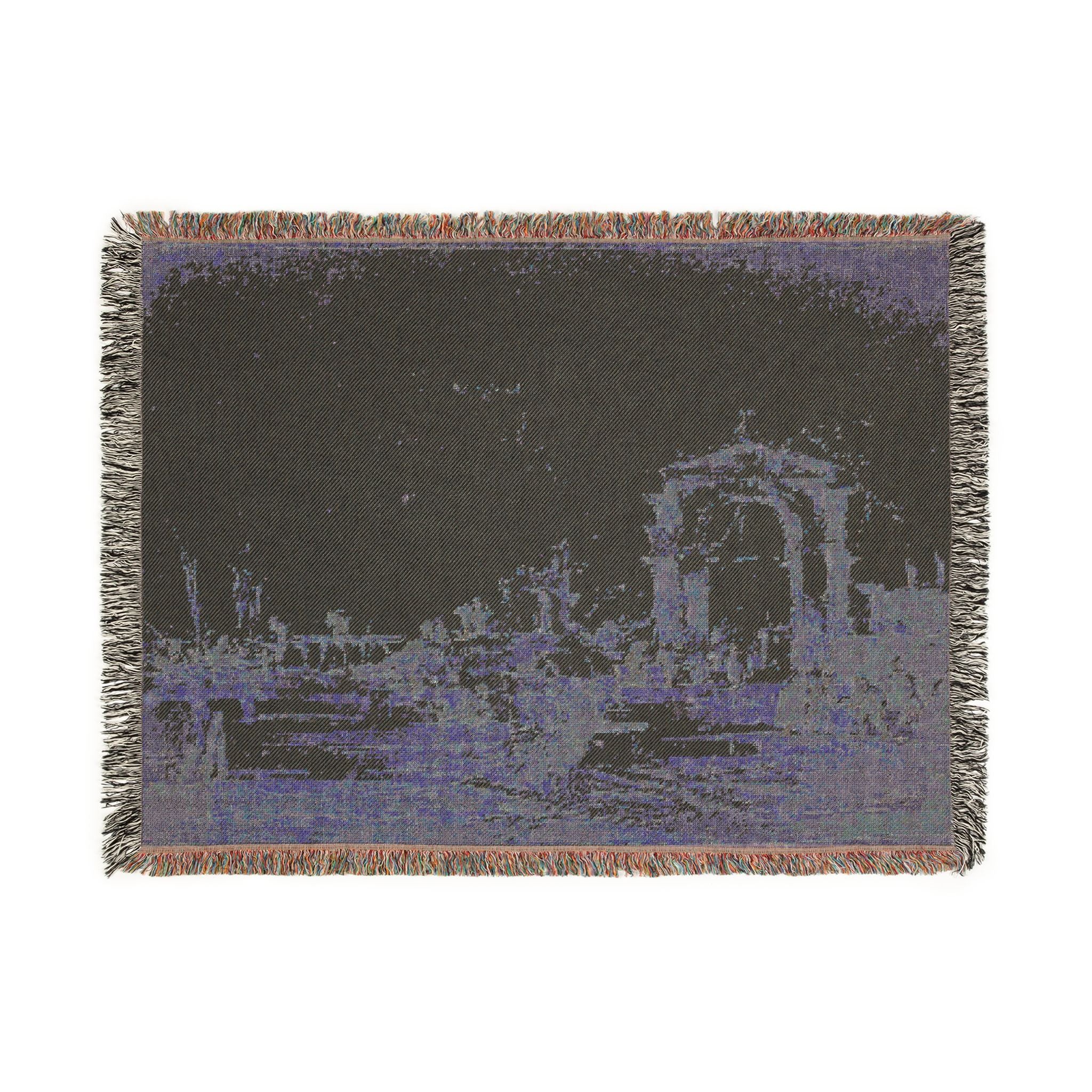 Francesco Guardi - Gateway Near a Landing Bridge | Woven Tapestry Blanket