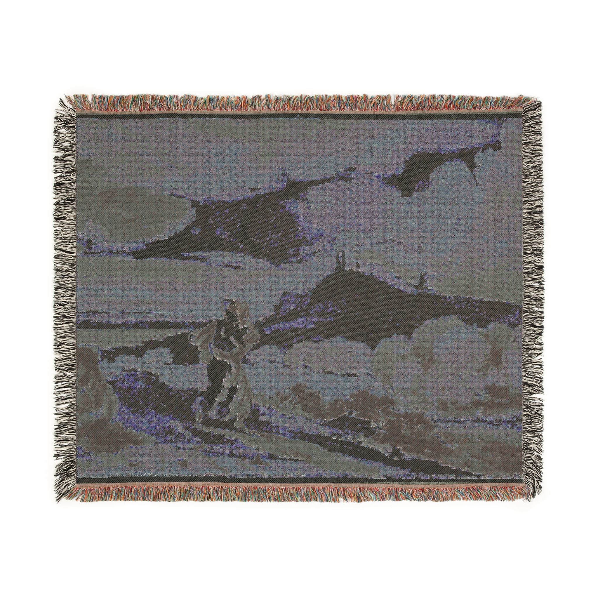 John Constable - Woman with Baby Fleeing Across Moors | Woven Tapestry Blanket