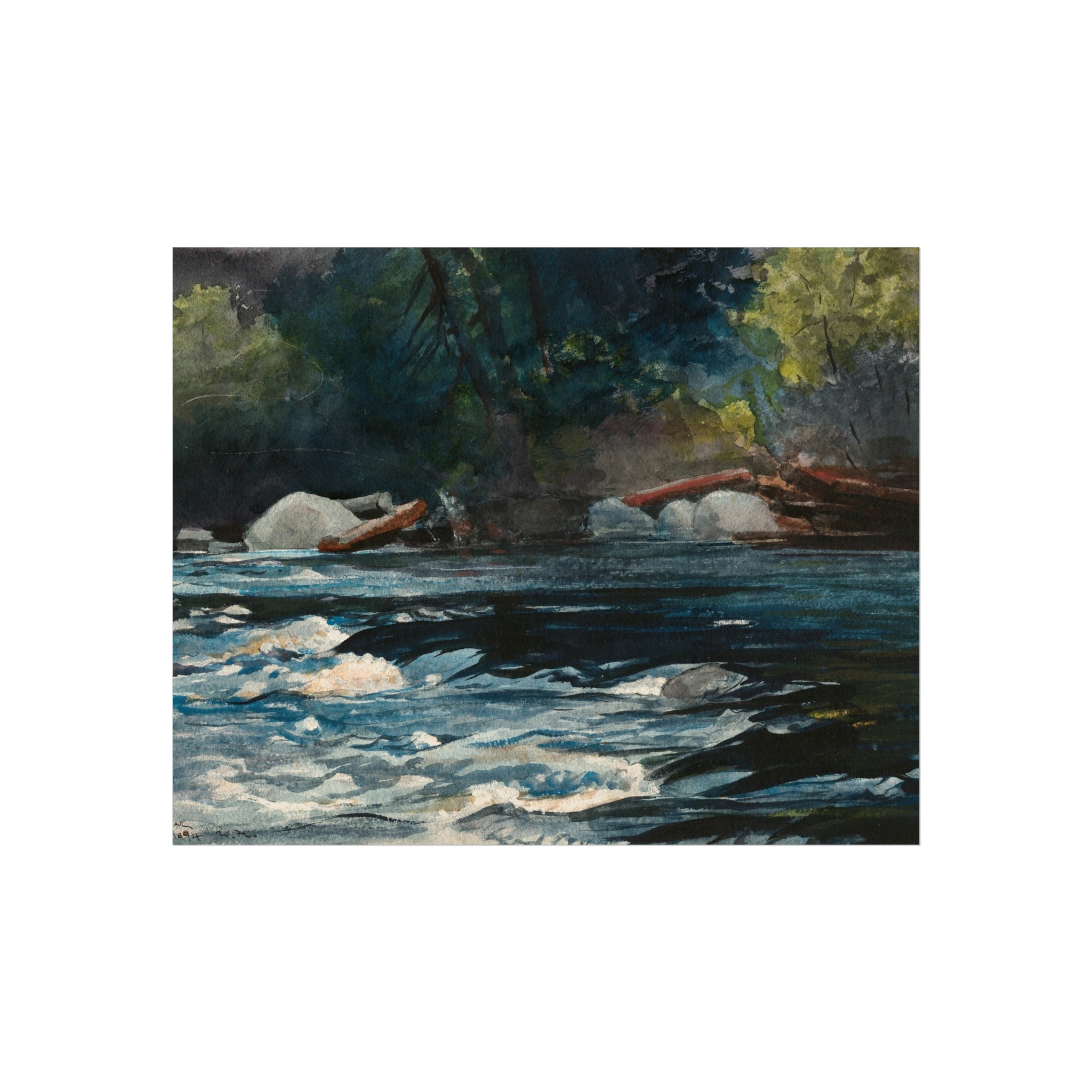 The Rapids, Hudson River, Adirondacks Winslow Homer Fine Art Poster