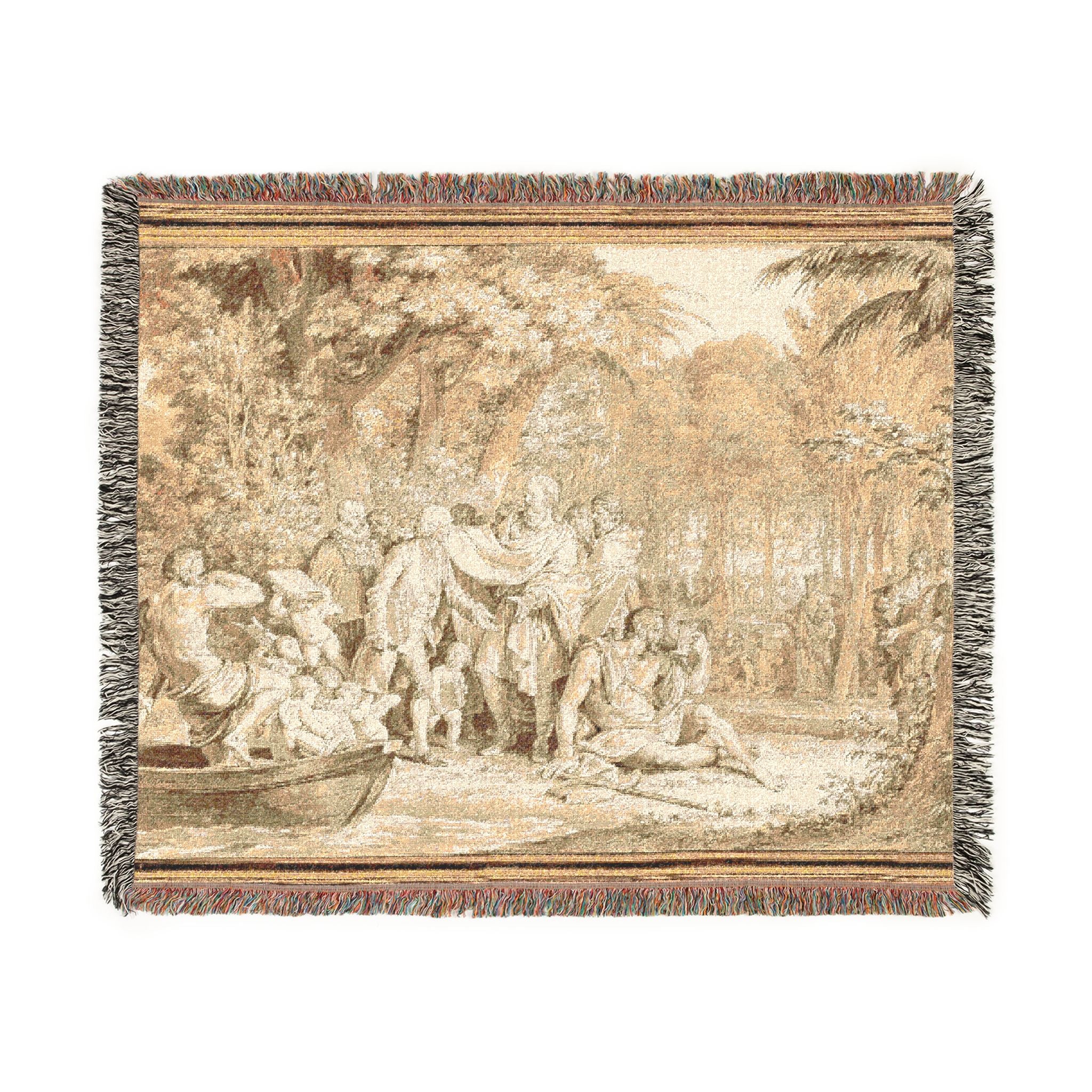 The Arrival of Jean-Jacques Rousseau to the Champs-Élysées Jean Michel Moreau Tapestry Blanket