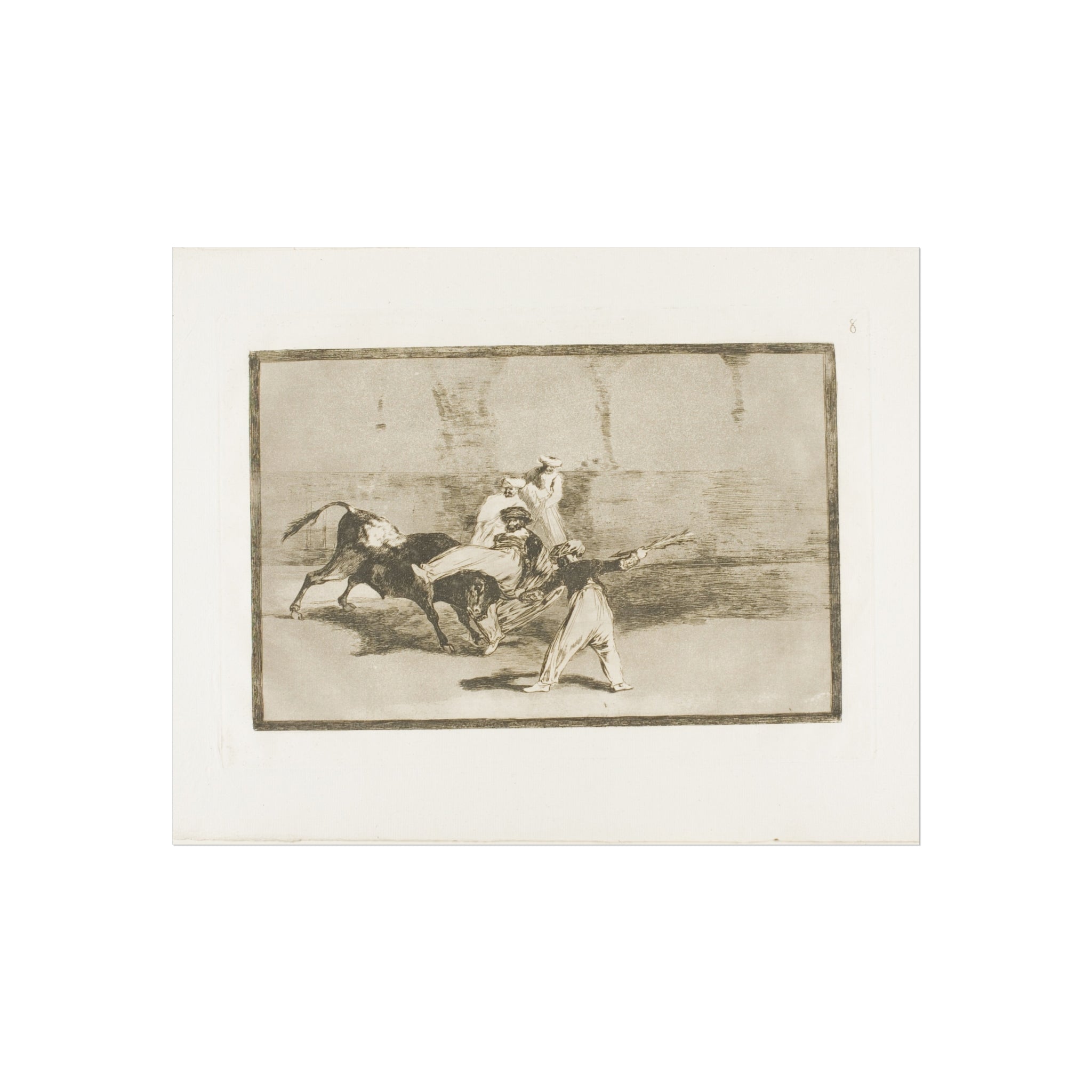 Francisco José de Goya y Lucientes - A Moor Caught by the Bull in the Ring, plate 8 from The Art of Bullfighting | Fine Art Poster