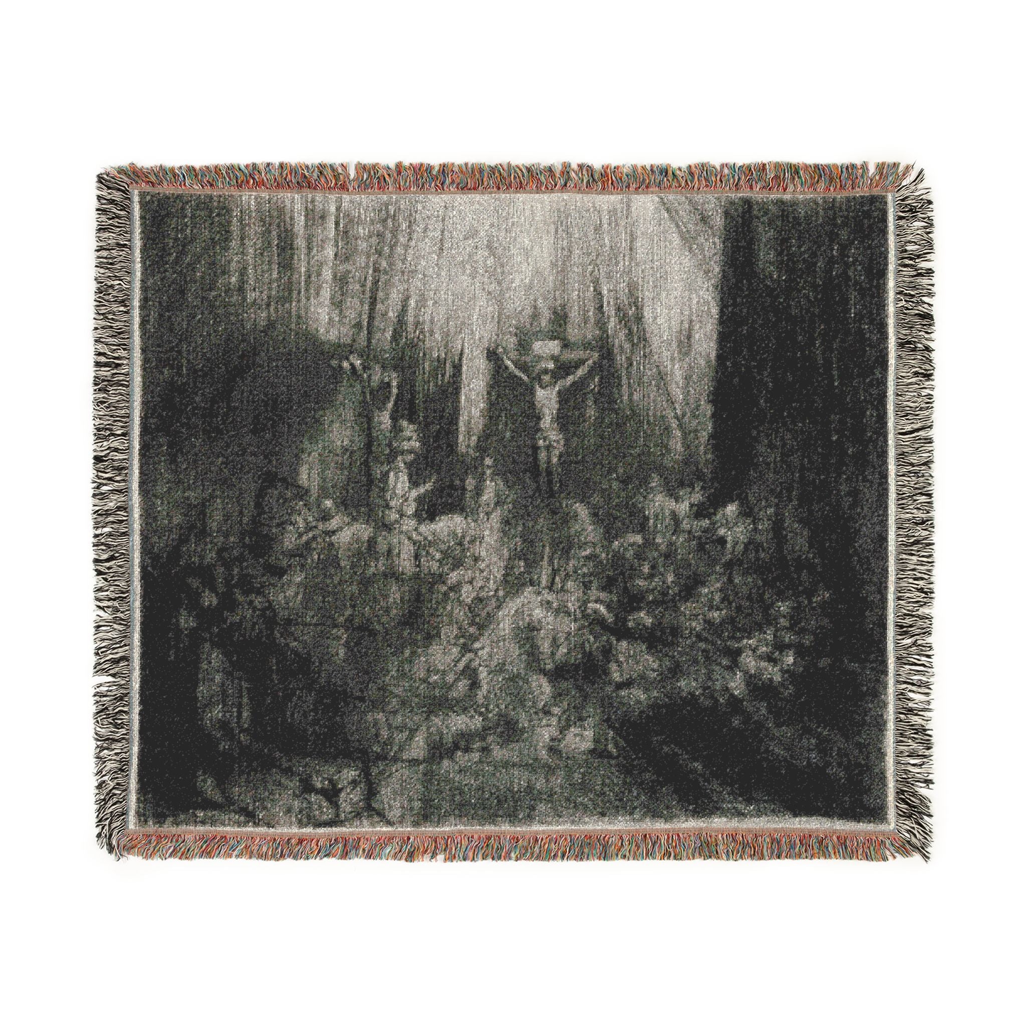 Rembrandt van Rijn - Christ Crucified between the Two Thieves The Three Crosses | Woven Tapestry Blanket