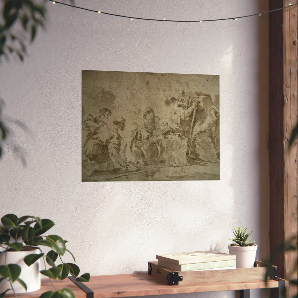 Francesco Guardi - Adoration of the Shepherds (recto); Three Sketches Buildings by Canal with Boats, Landscape with Buld | Fine Art Poster