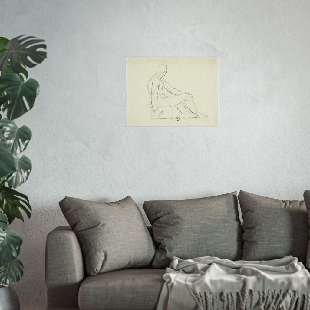 Style of Jacques Louis David - Seated Male Nude | Fine Art Poster