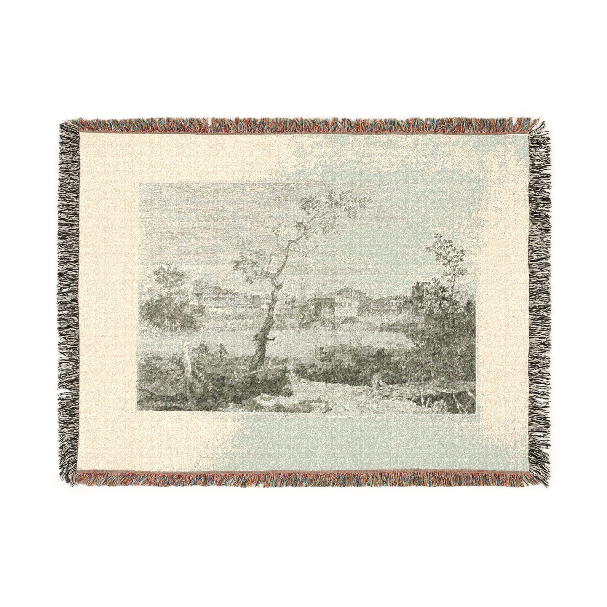 Canaletto - View of a Town on a River Bank, from Vedute | Woven Tapestry Blanket