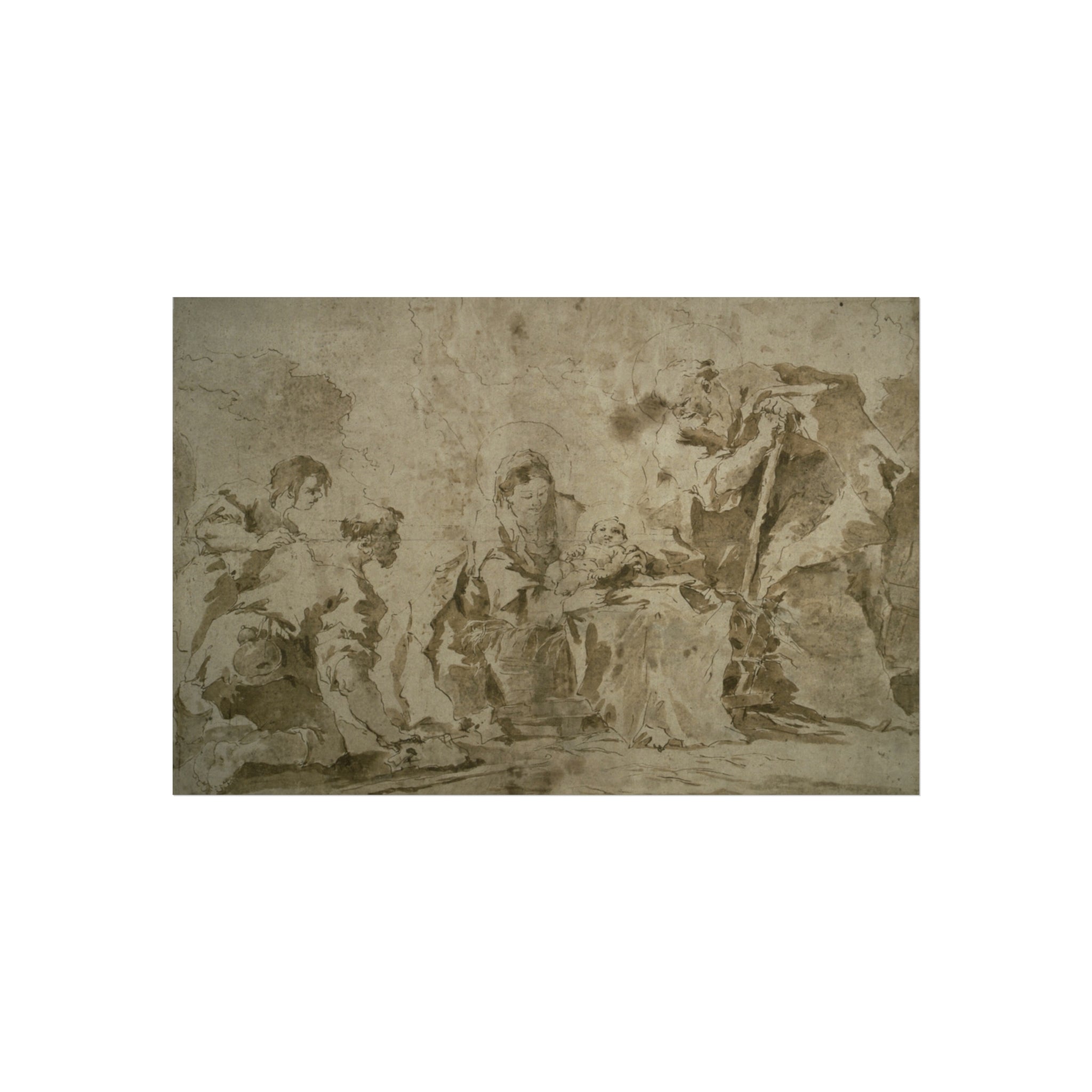 Francesco Guardi - Adoration of the Shepherds (recto); Three Sketches Buildings by Canal with Boats, Landscape with Buld | Fine Art Poster