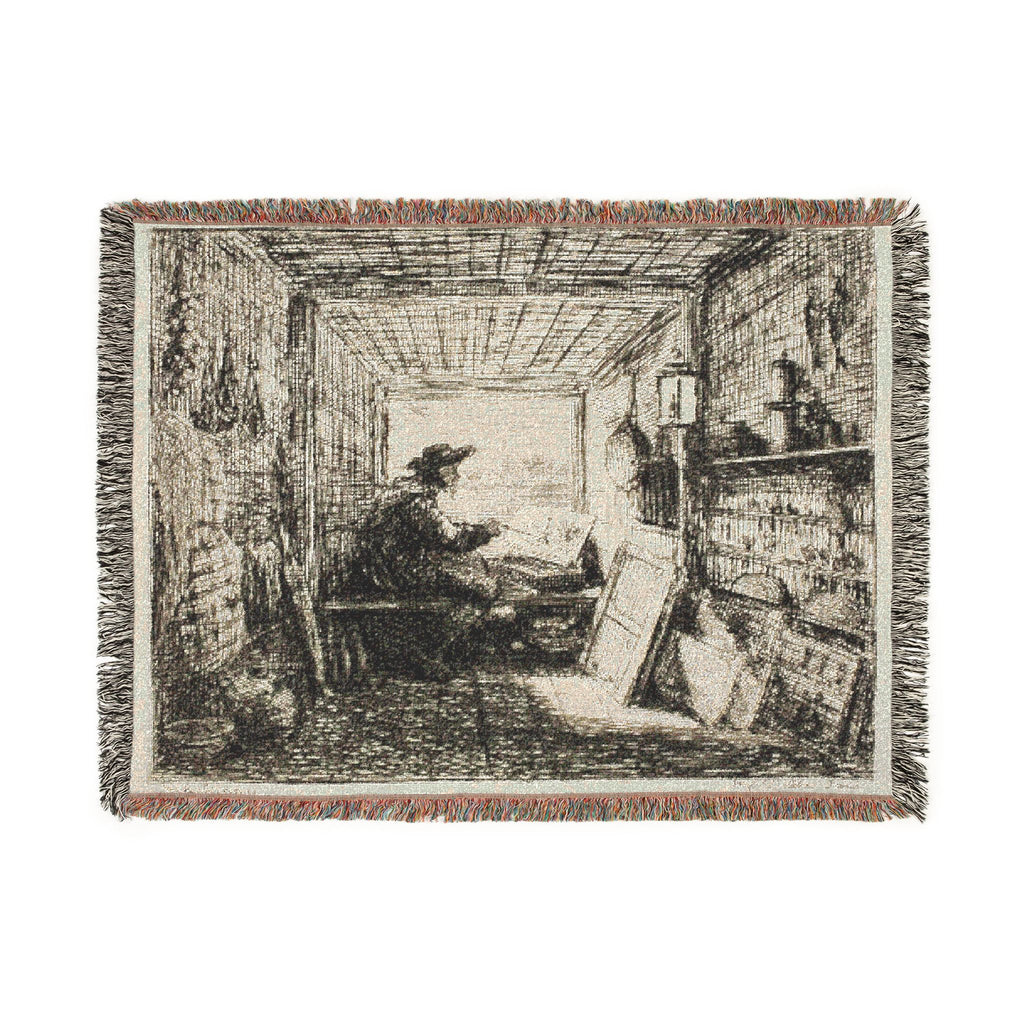 Charles François Daubigny - The Boat Studio, from The Boat Trip | Woven Tapestry Blanket