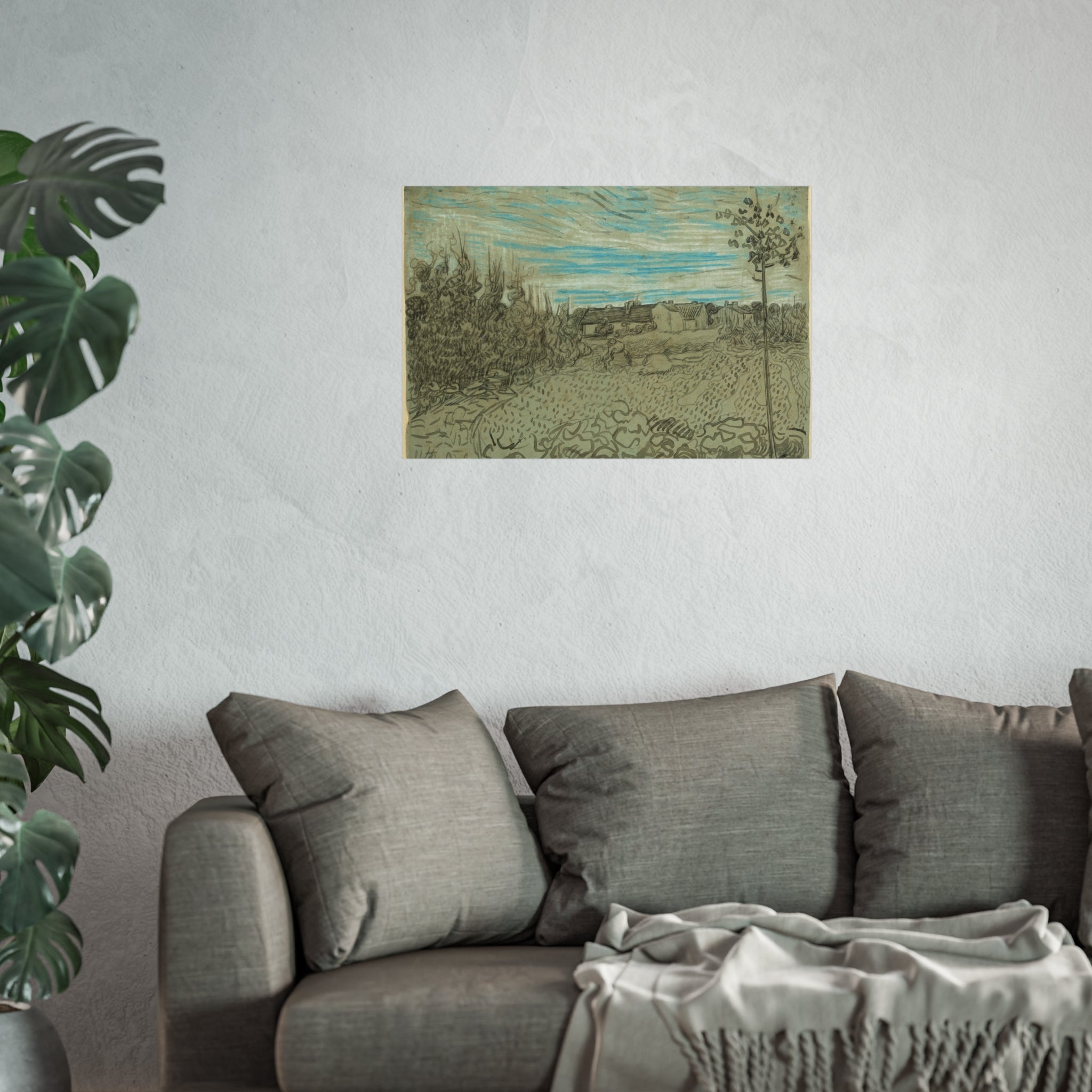Vincent van Gogh - Cottages with a Woman Working in the Middle Ground | Fine Art Poster