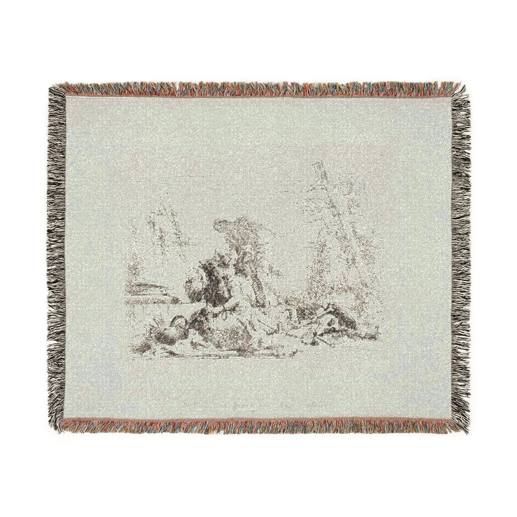 Giovanni Battista Tiepolo - A Woman with her Arms in Chains and Four Other Figures, from Capricci | Woven Tapestry Blanket