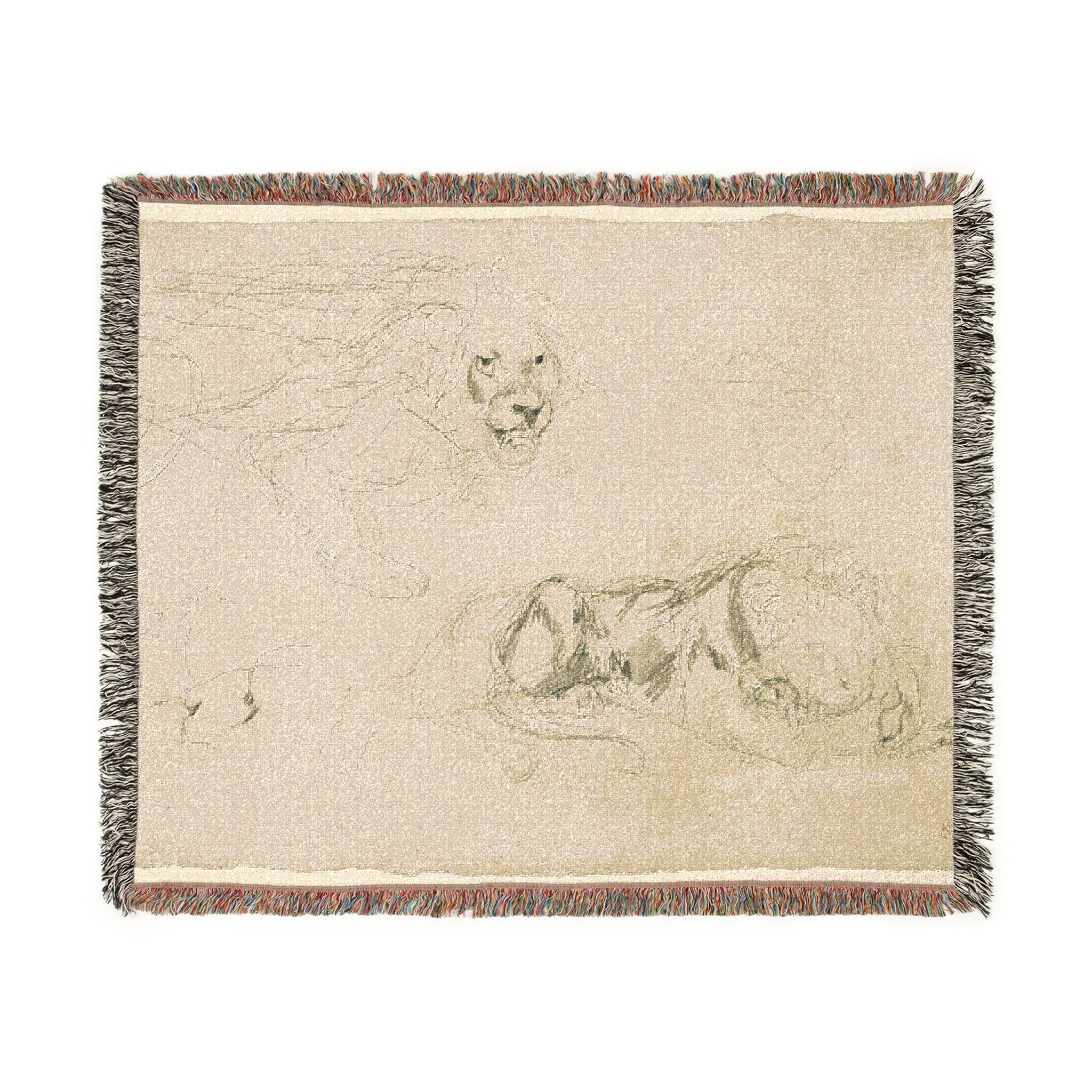 Eugène Delacroix - Studies of Lions | Woven Tapestry Blanket