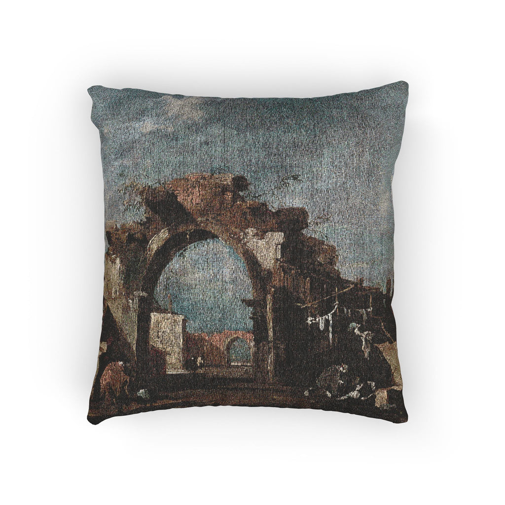 Francesco Guardi - Ruined Archway | Woven Pillow