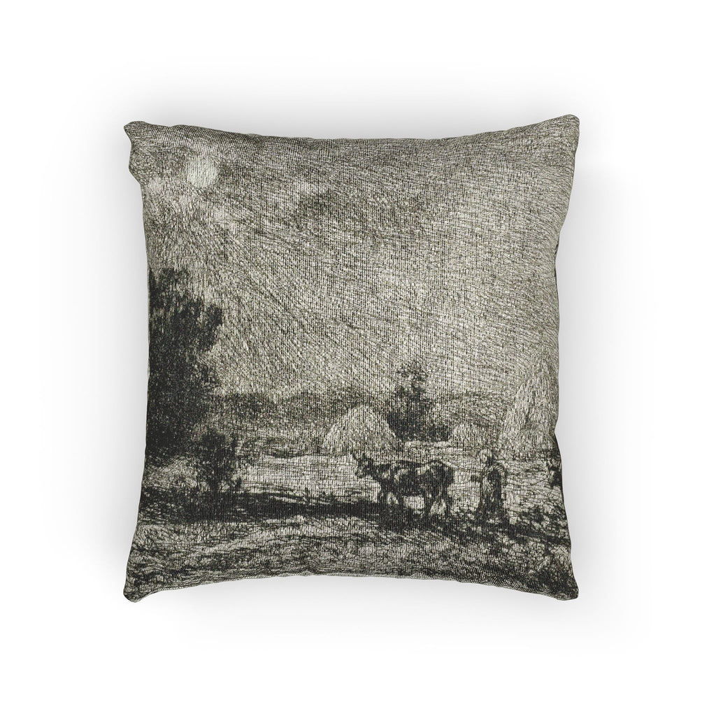 Charles François Daubigny - Moonlight at Valmondois | Woven Pillow