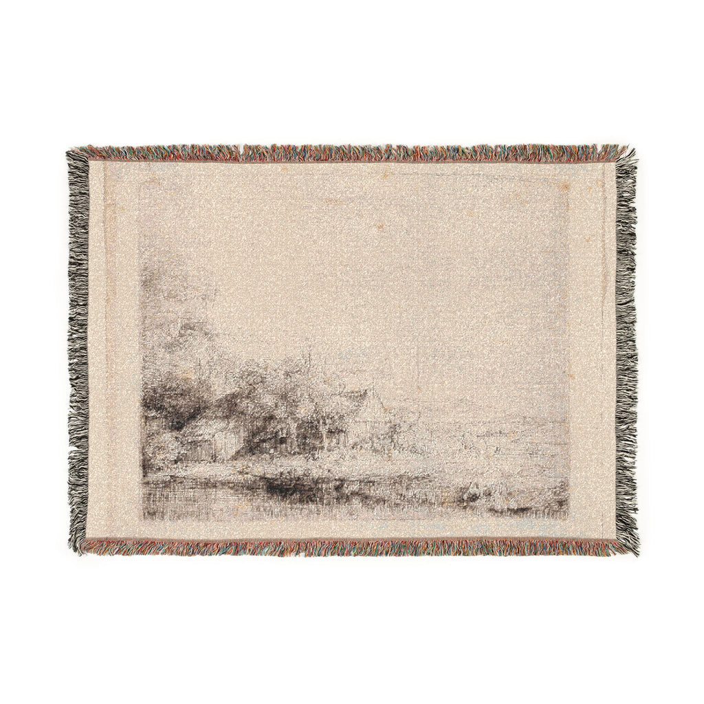 Rembrandt van Rijn - Landscape with a Cow Drinking | Woven Tapestry Blanket