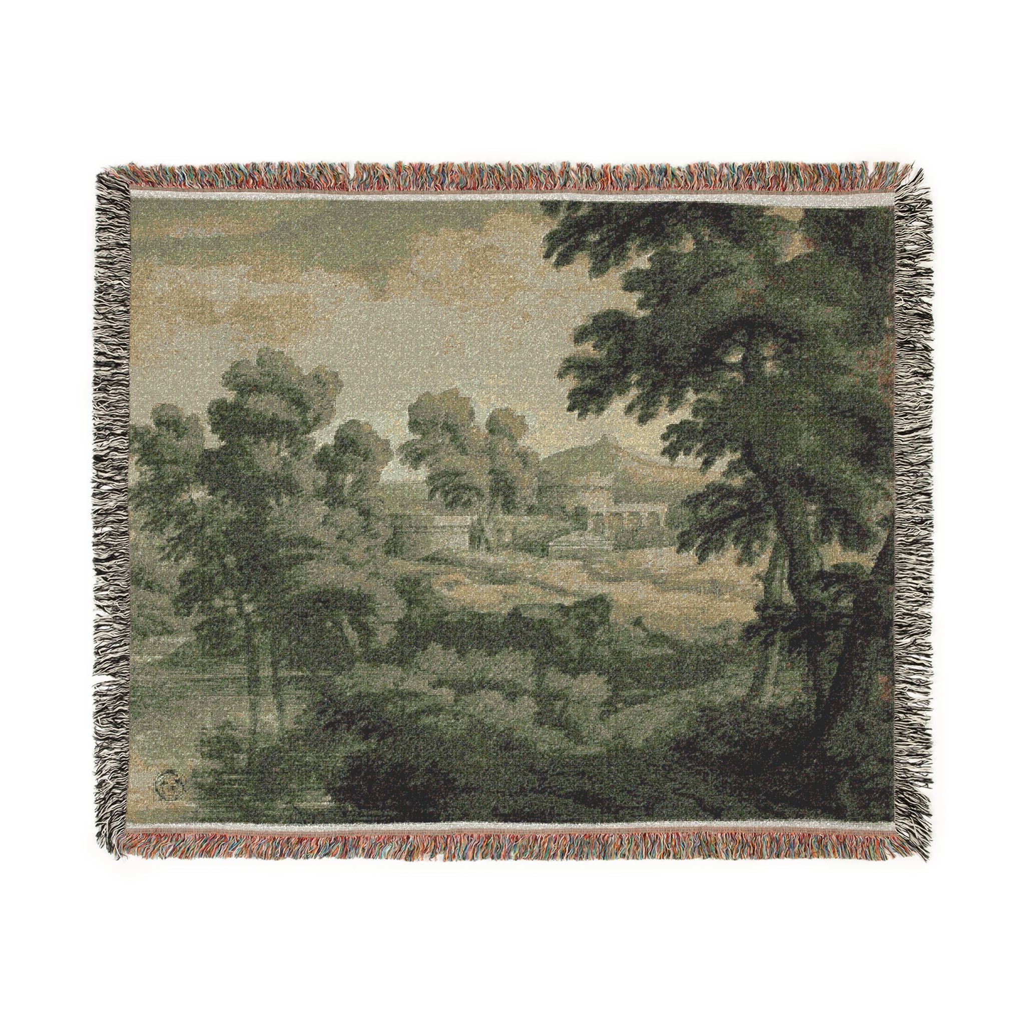 Italianate Landscape with Castle After Nicolas Poussin Tapestry Blanket