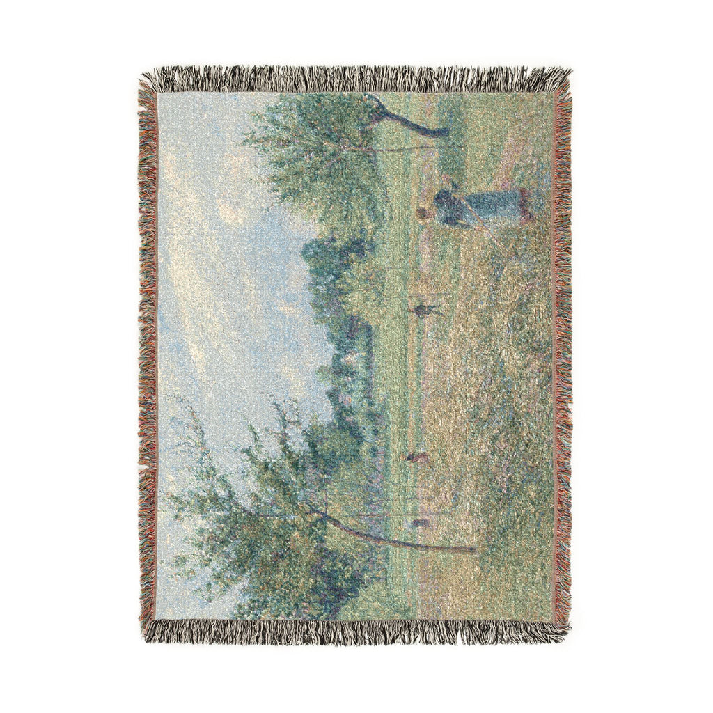 Camille Pissarro - Haymaking at Éragny | Woven Tapestry Blanket