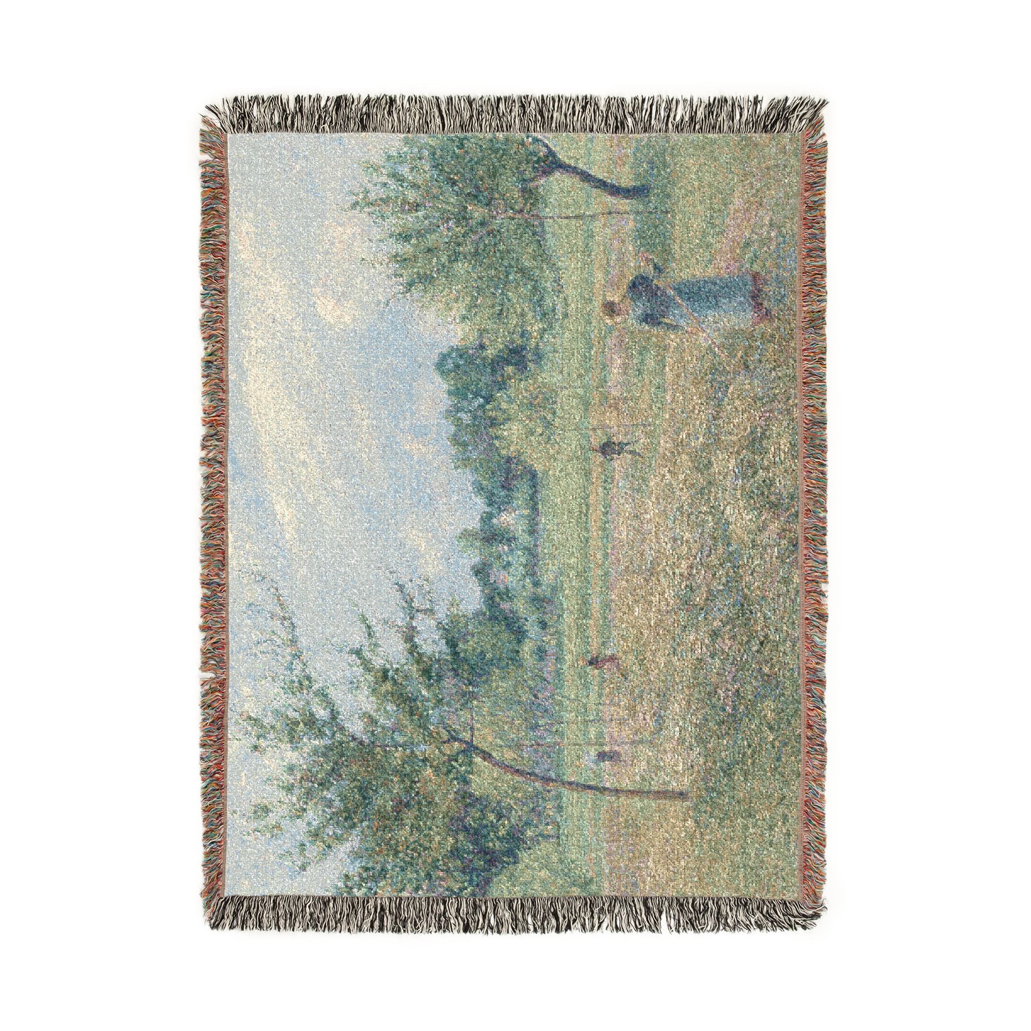 Camille Pissarro - Haymaking at Éragny | Woven Tapestry Blanket