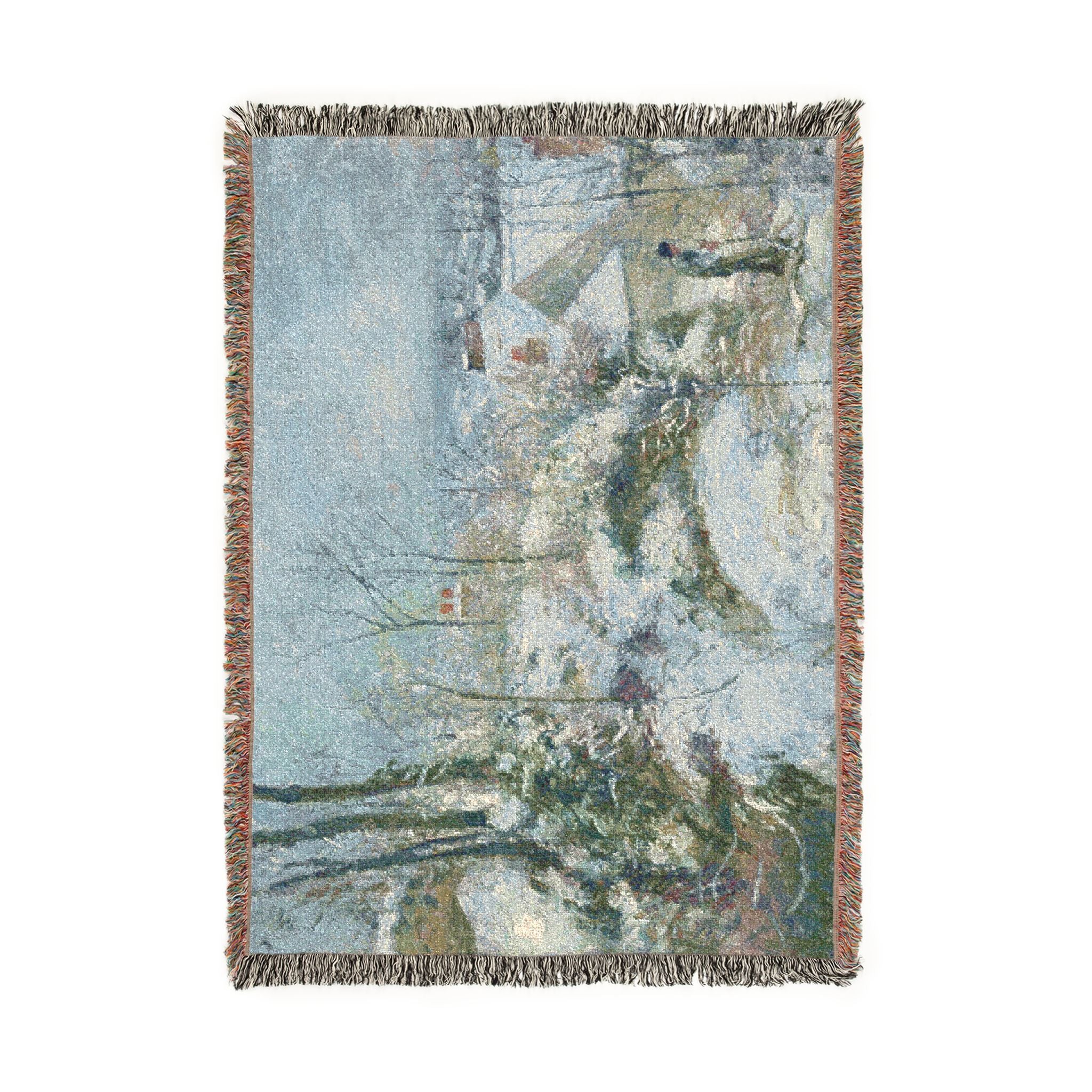 Camille Pissarro - Rabbit Warren at Pontoise, Snow | Woven Tapestry Blanket