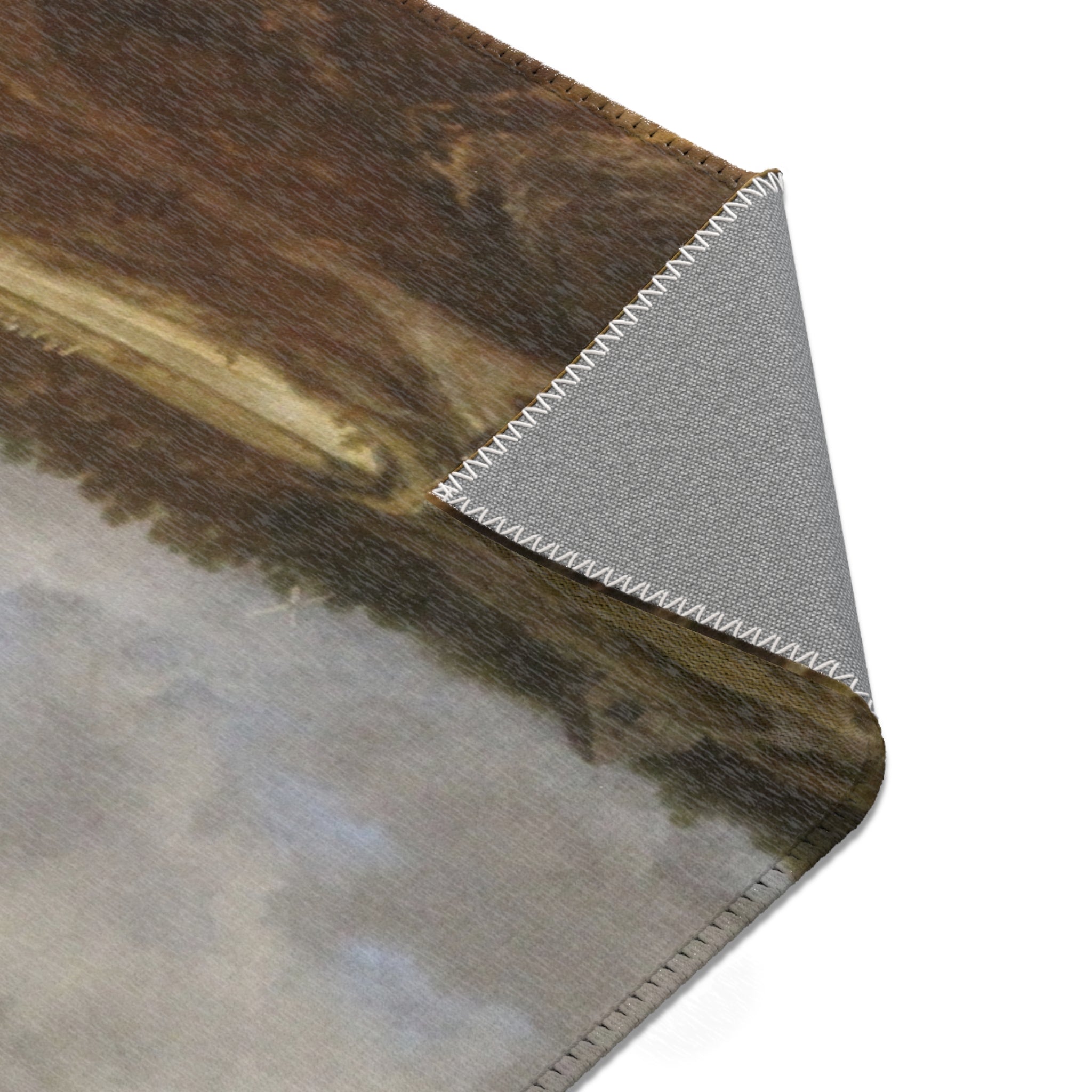 Dresden, Gemäldegalerie Alte Meister, Jacob van Ruisdael, ein Walddorf hinter Dünen | Area Rug