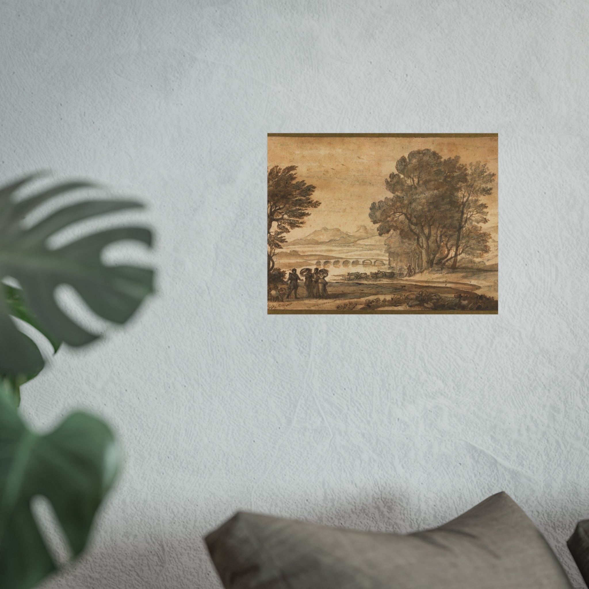 Claude Lorrain - A Wooded River Landscape with Jacob, Laban, and His Daughters | Fine Art Poster