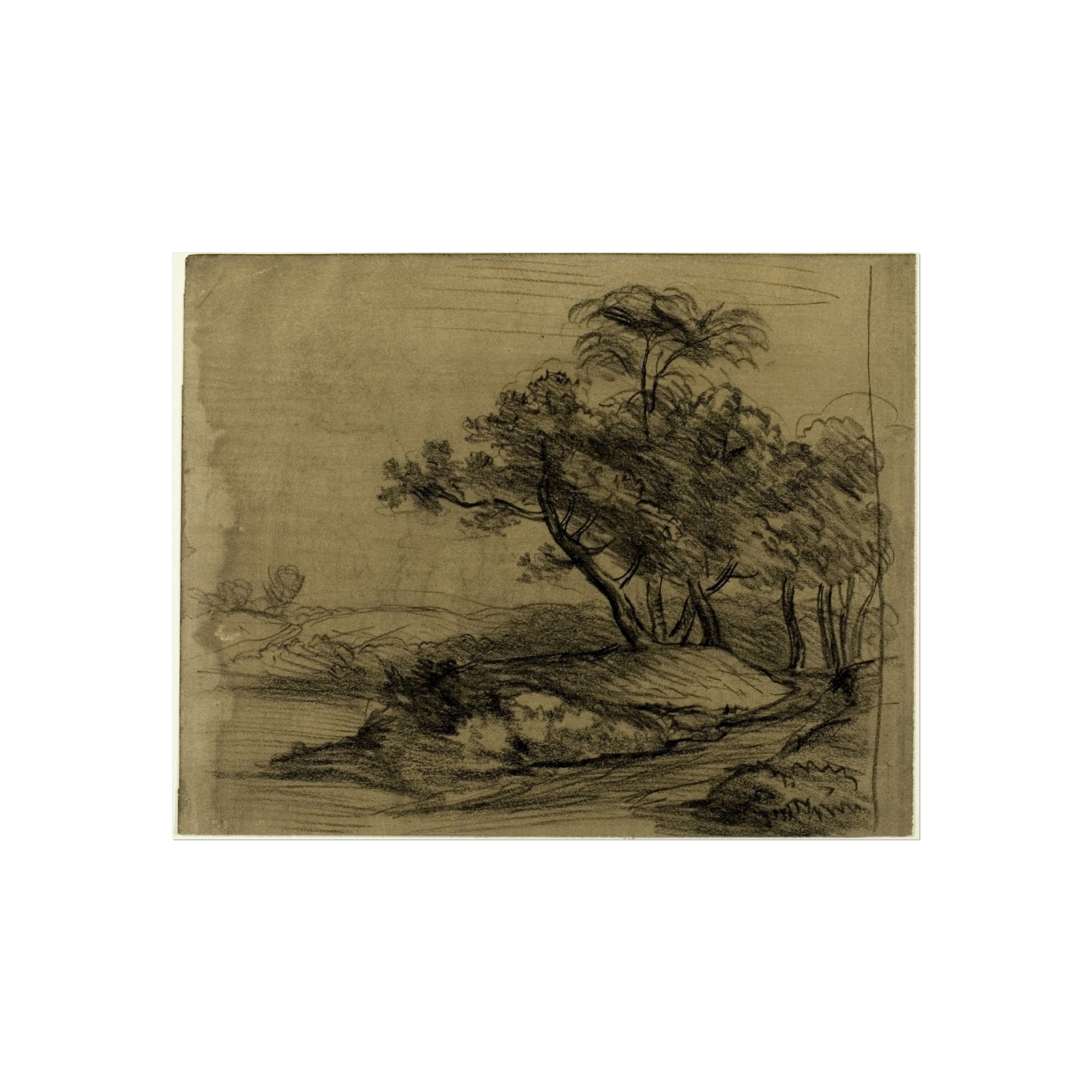 John Constable - River Bank with Trees (recto); Herd of Cattle Beneath Trees, with Inset Sketch of Landscape (verso) | Fine Art Poster