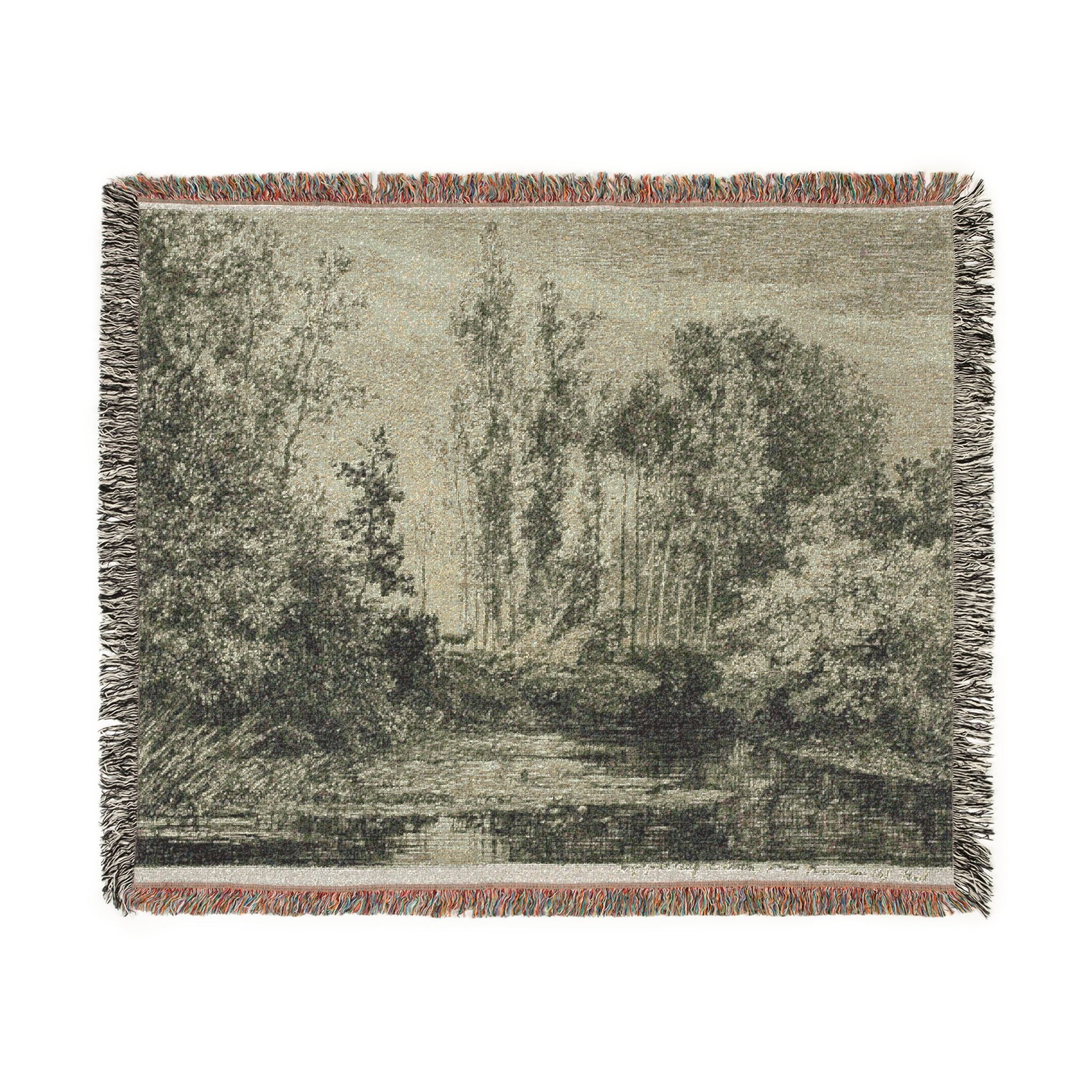 Stags at the Water's Edge Charles François Daubigny Tapestry Blanket