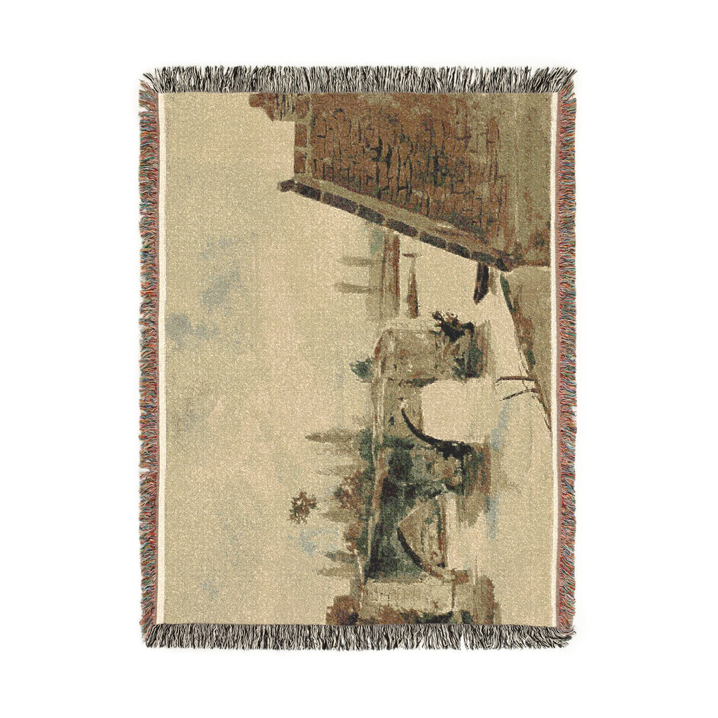Eugène Delacroix - The Old Bridge at Mantes | Woven Tapestry Blanket