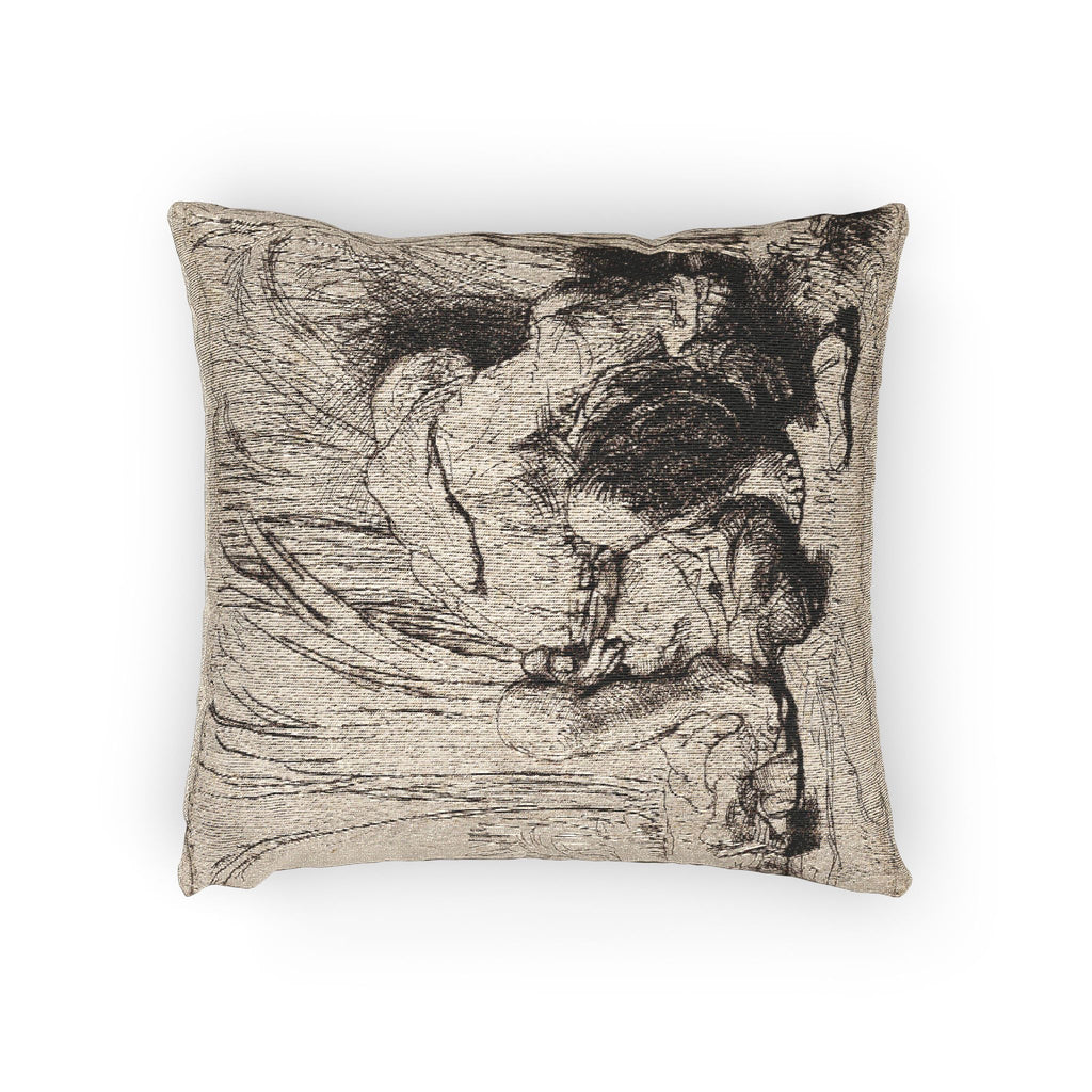 Rembrandt van Rijn - The Monk in the Cornfield | Woven Pillow