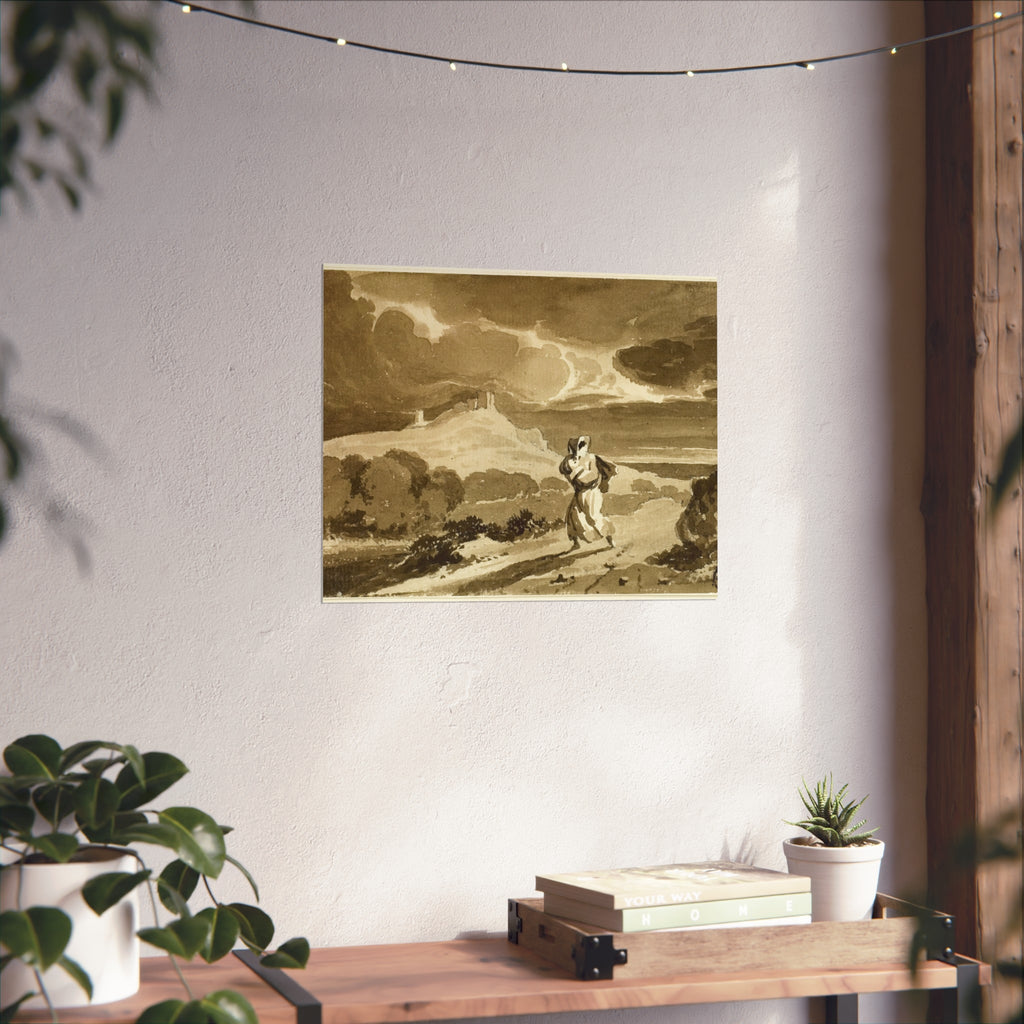 John Constable - Woman with Baby Fleeing Across Moors | Fine Art Poster