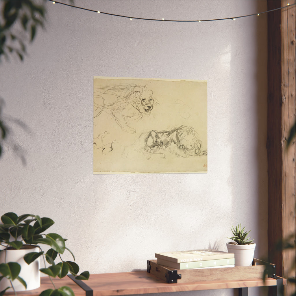 Eugène Delacroix - Studies of Lions | Fine Art Poster