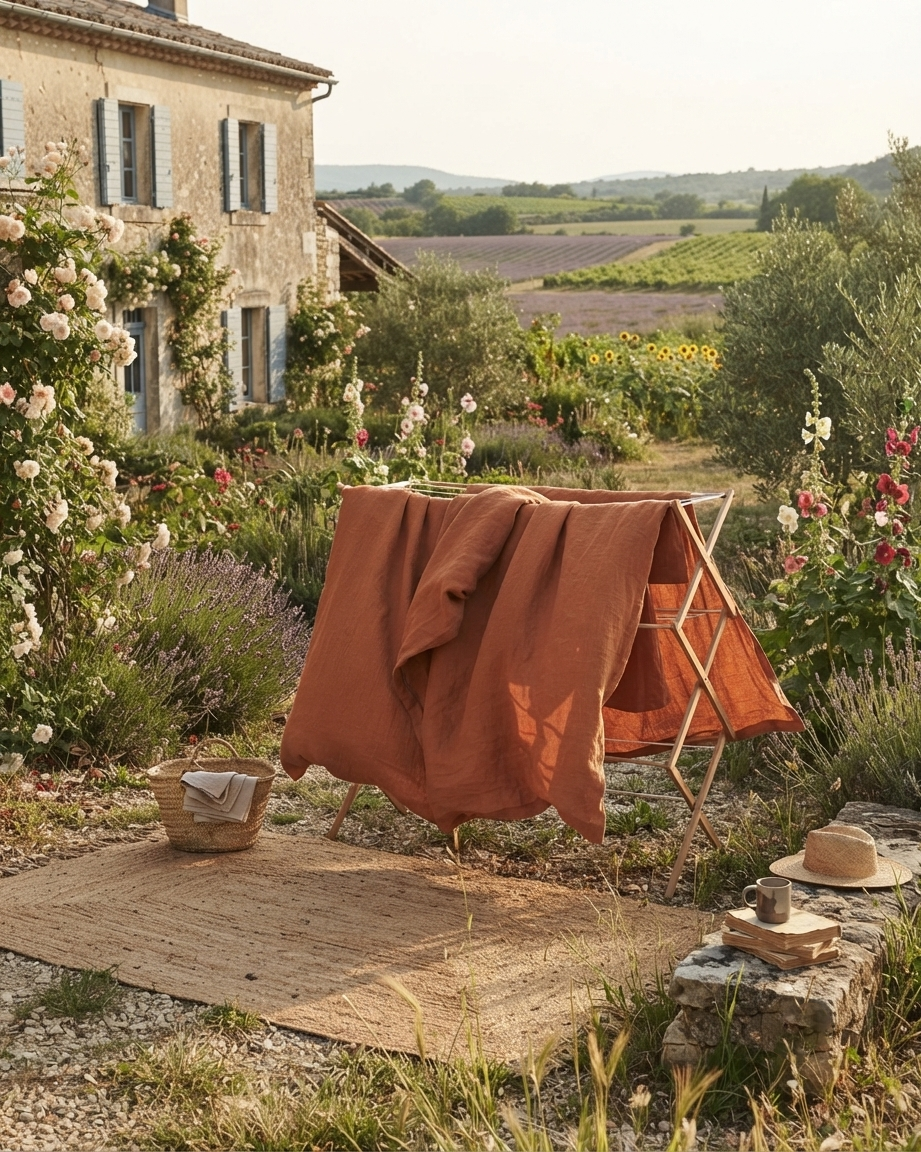Stonewashed Linen Sheet Set — Terracotta