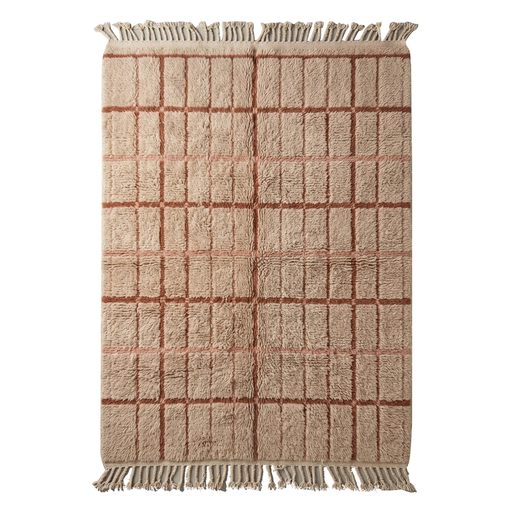 Rust Geometric Moroccan Shag Rug