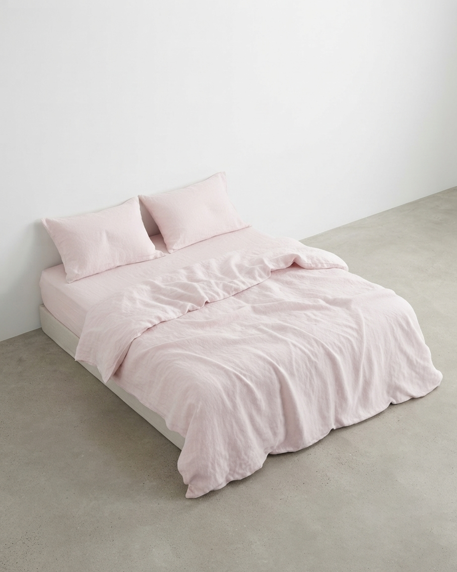 Stonewashed Linen Sheet Set — Blush White