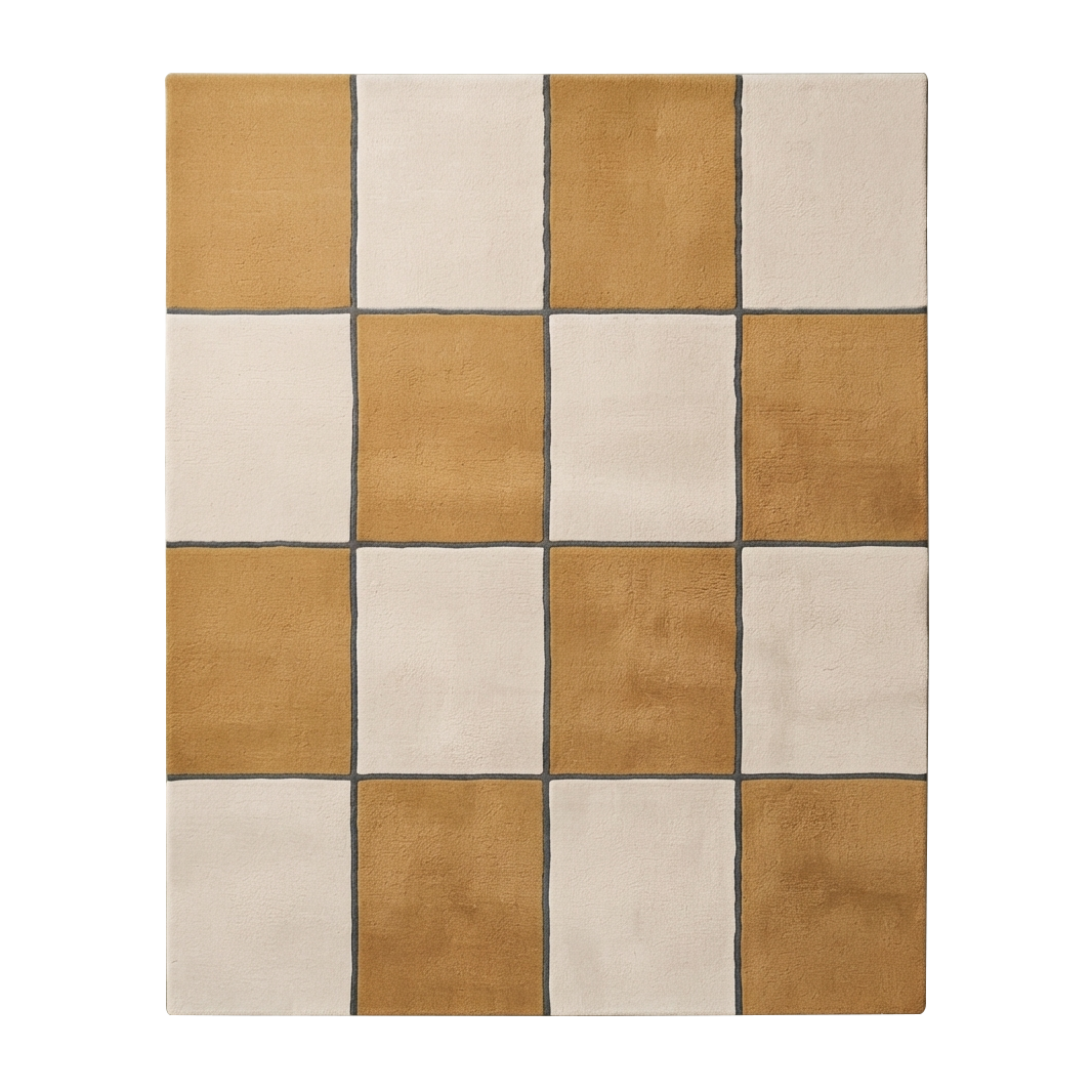 Mustard Colorblock Hand-Tufted Wool Rug