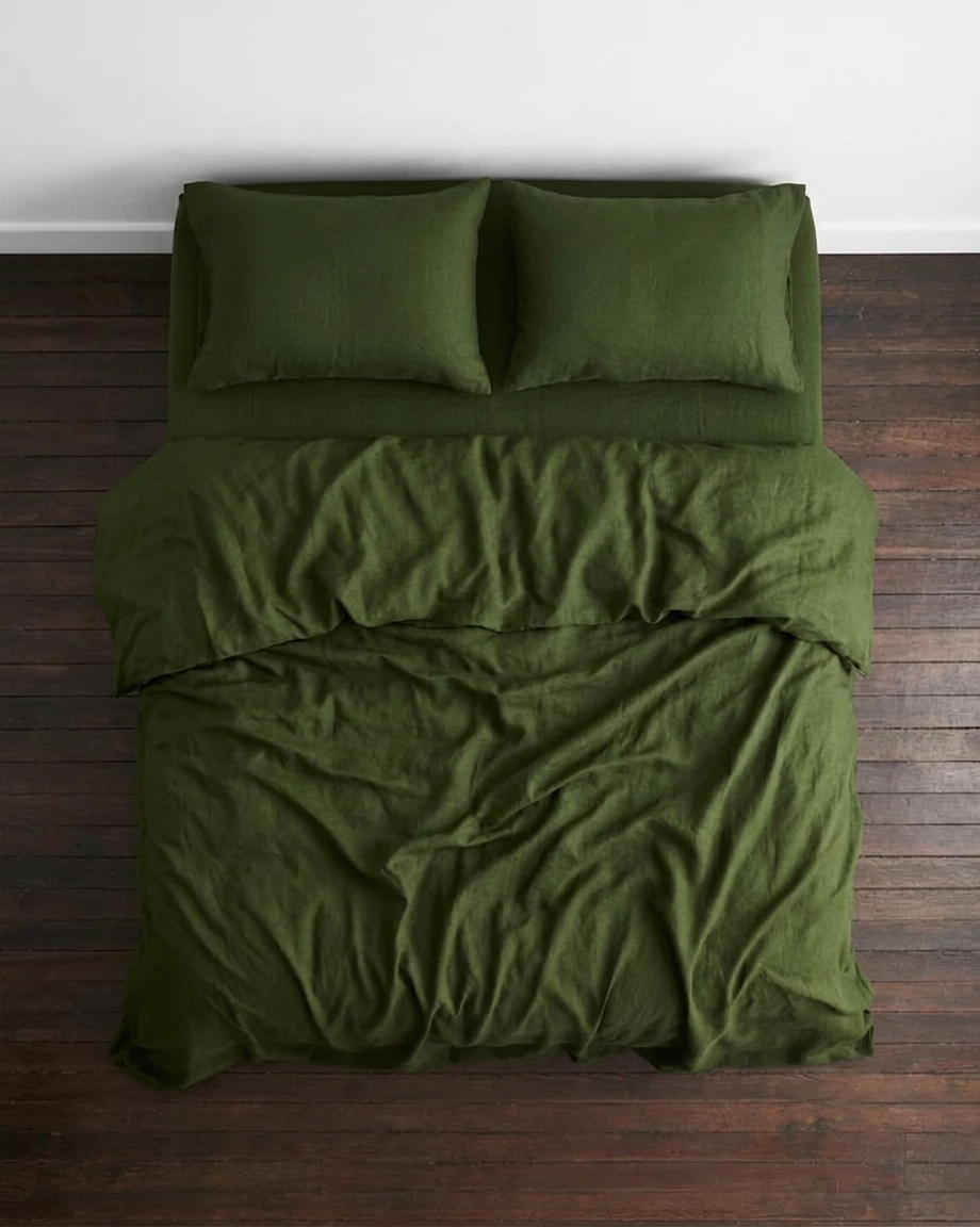 Stonewashed Linen Sheet Set — Olive