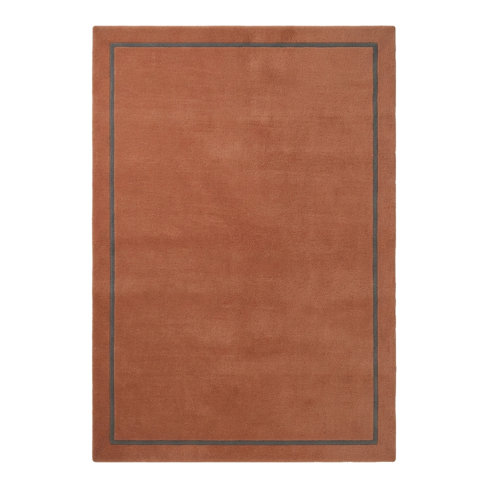 Rust Bordered Hand-Tufted Wool Rug
