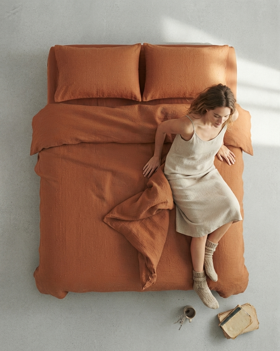 Stonewashed Linen Sheet Set — Terracotta
