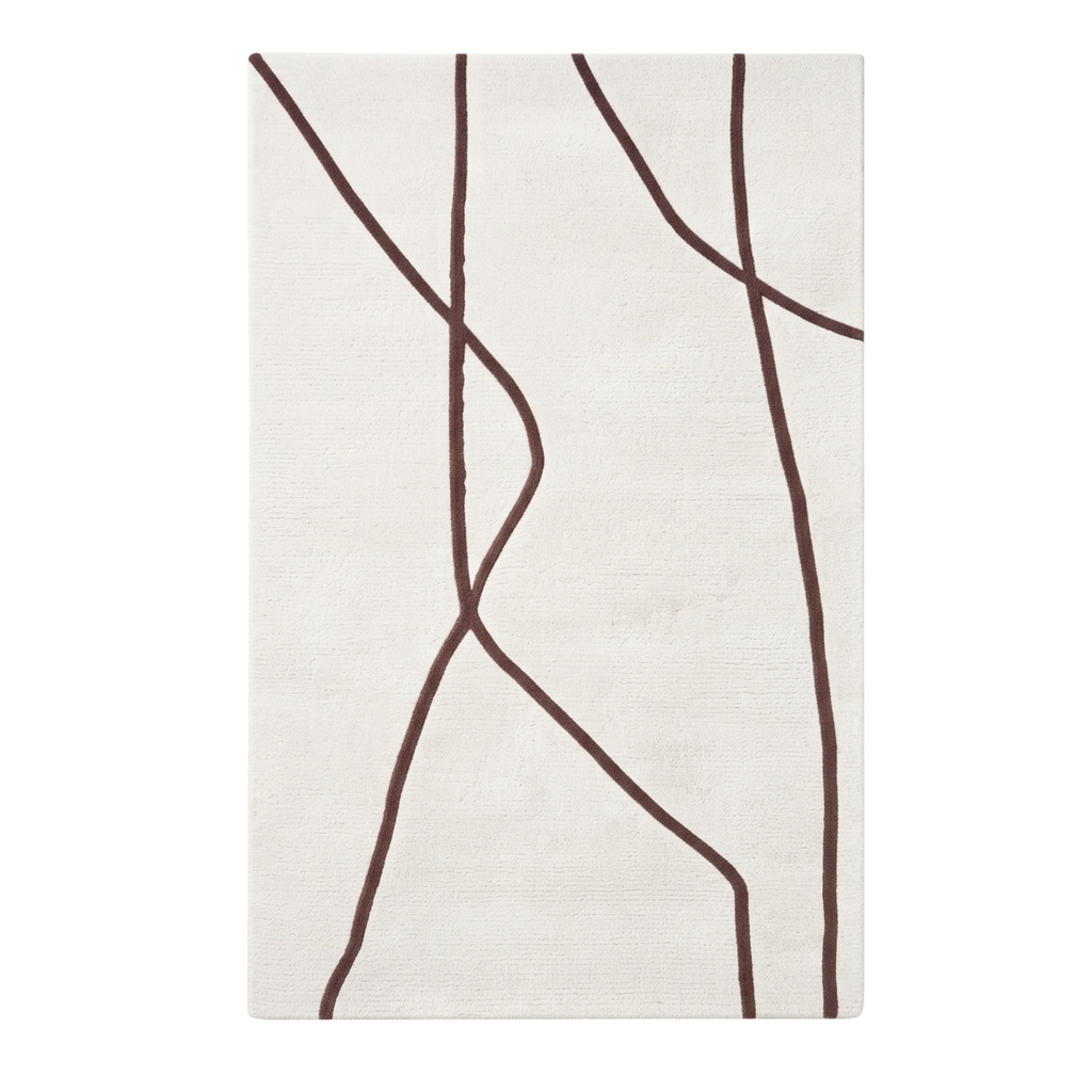 Cream Abstract Hand-Tufted Wool Rug
