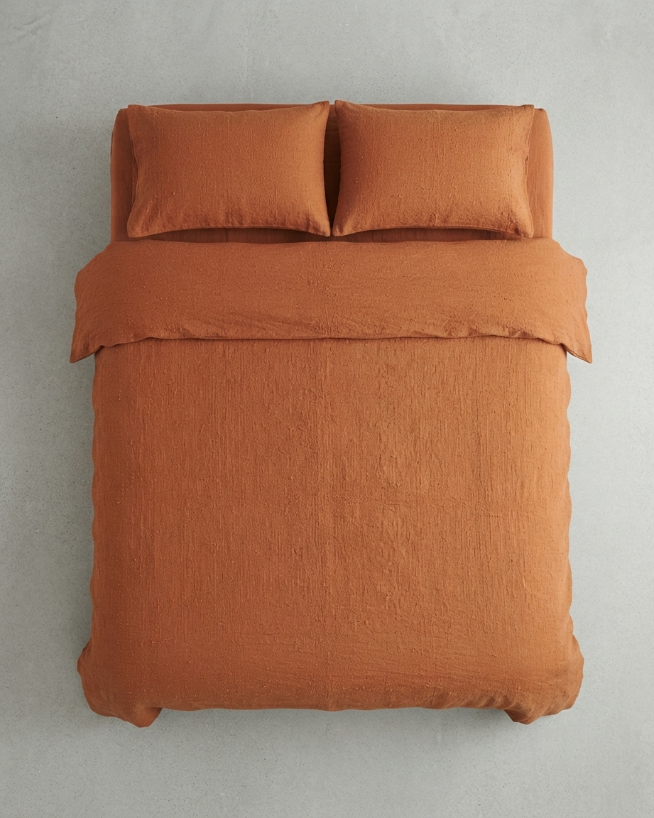 Stonewashed Linen Sheet Set — Terracotta