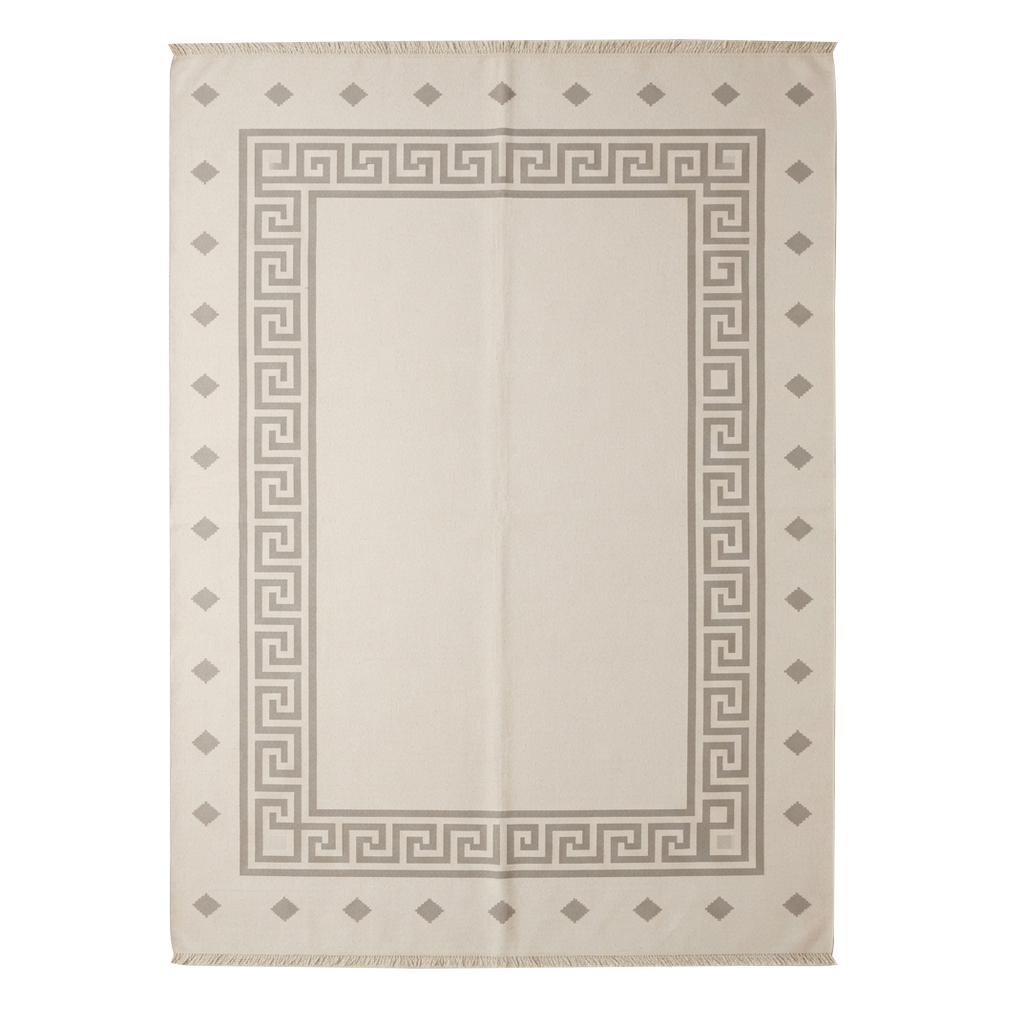 Cream Greek Key Flatweave Rug