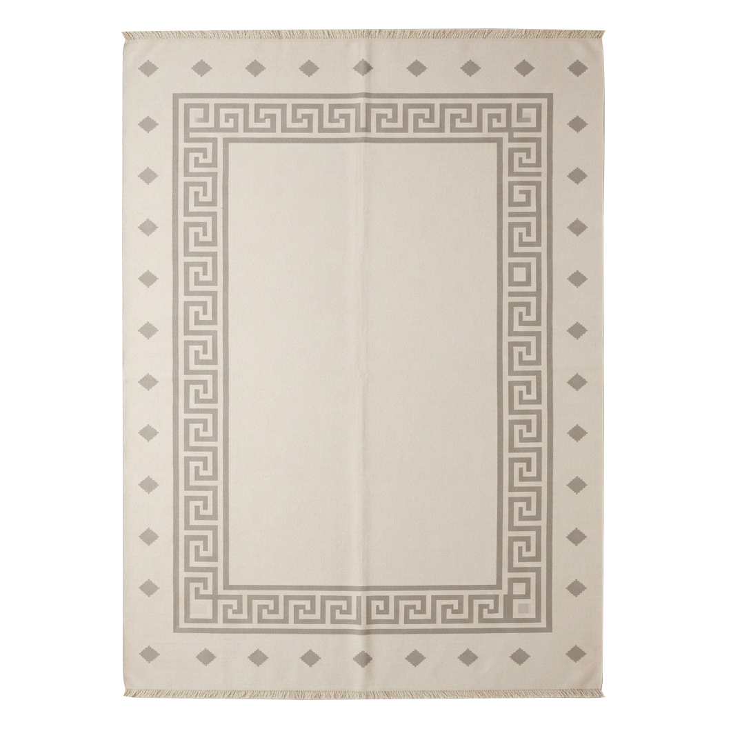 Cream Greek Key Flatweave Rug