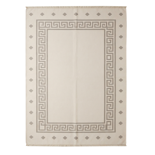 Cream Greek Key Flatweave Rug