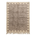 Grey Bordered Moroccan Shag Rug