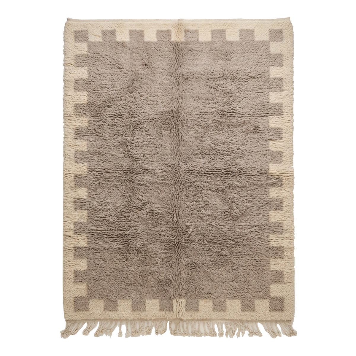 Grey Bordered Moroccan Shag Rug