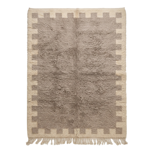Grey Bordered Moroccan Shag Rug