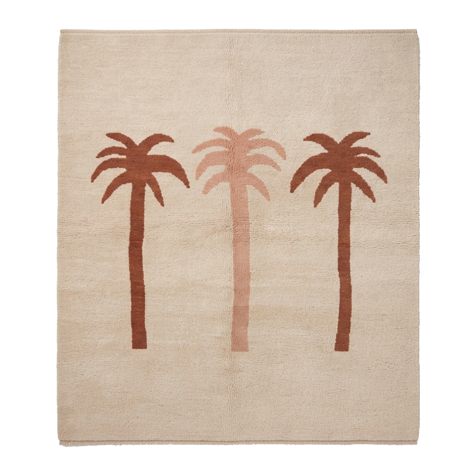 Ivory Novelty Palm Hand-Knotted Rug