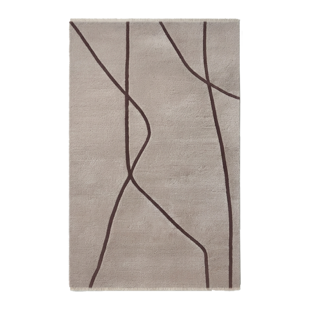 Grey Abstract Hand-Knotted Rug