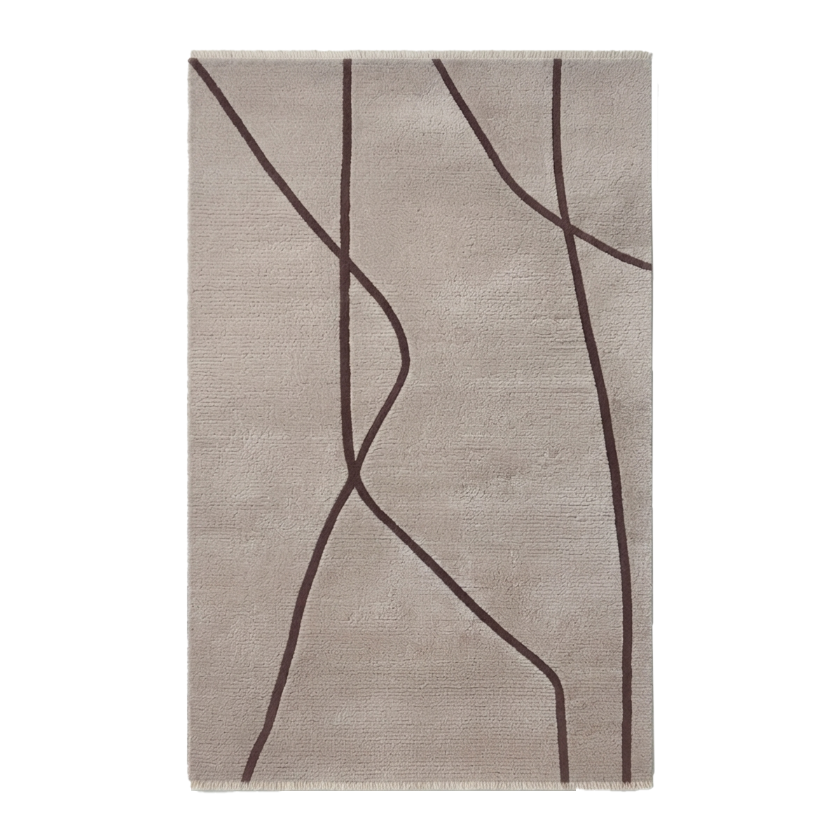 Grey Abstract Hand-Knotted Rug