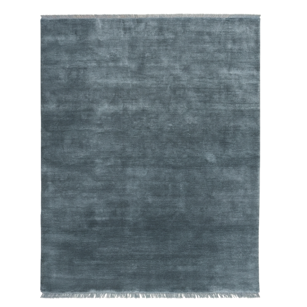 Blue Solid Hand-Knotted Rug