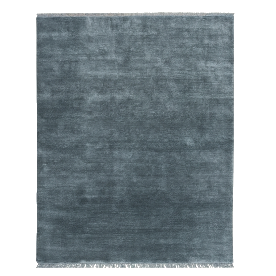 Blue Solid Hand-Knotted Rug